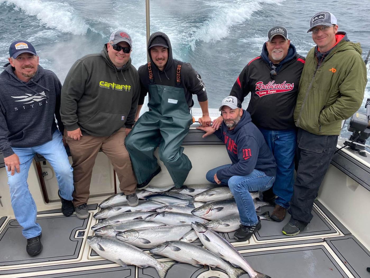 Bay Lake Charters trolling spread on Lake Michigan