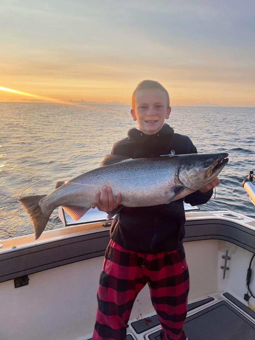 Lake trout from Lake Michigan with Captain Adam